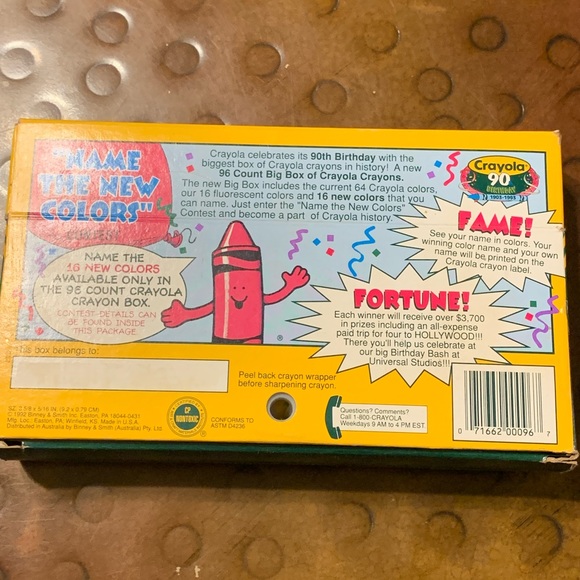 Vintage Crayola Crayon Big Box 96 Crayons with Built in Sharpener 1992 - Picture 2 of 12